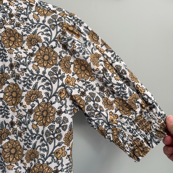 Downeast Boho Floral Print Puff Short Sleeve Button Down Blouse Top Cottagecore - Picture 6 of 11